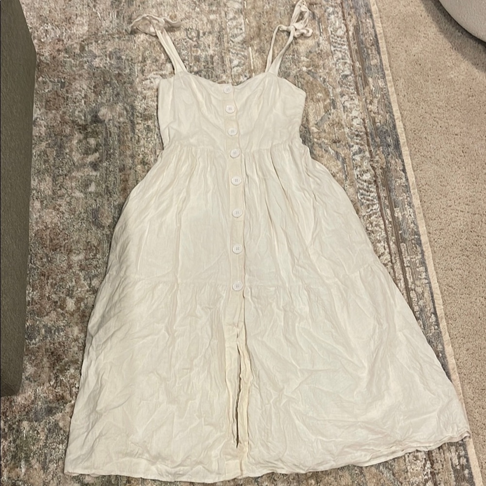 Urban Outfitters White Linen Button Down Dress